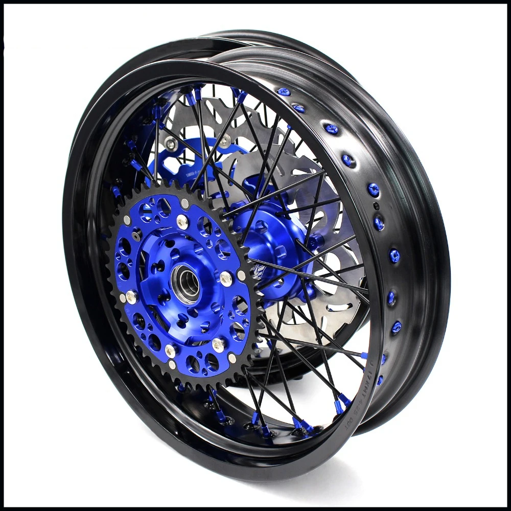 3 5/5 0 полный мотоцикл колеса диски набор для YAMAHA WR250F 2001 2017 WR450F 2003 Supermotard синий диск