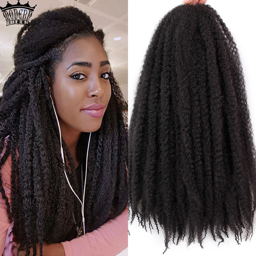 18 Inch Pure Color Marley Braids Hair Afro Kinky Synthetic Braiding Crochet Hair Extensions Bulk Black Brown for Women