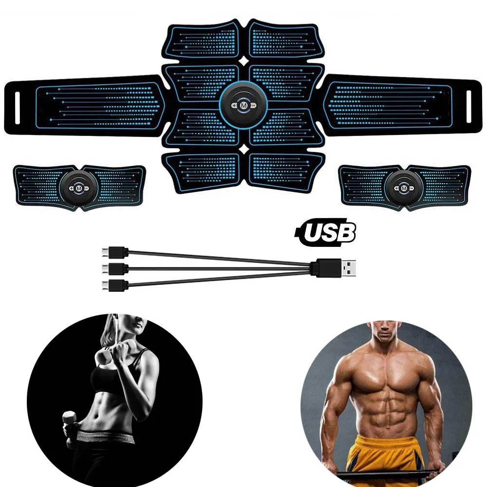 Abdominal Muscle Stimulator Toner Rechargeable Smart Abs Fitness Gear USB Charged Electrostimulation Exercise Equipment Home Gym