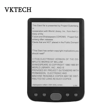 

VKTECH BK6025 E-book Reader 6 inch Mini E-Ink Display Ebook Reader 800x600 DOC PDF TXT Multifunction E-Reader gift for students