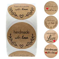 100-500pcs Vintage Kraft Paper Stickers Scrapbook Gift Stationery Label Stickers Handmade With Love Thank You For The Stickers 6