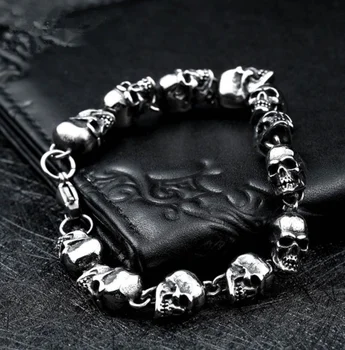

Punk Skull Stainless Steel Bracelet for Man High Quality Skeleton Jewelry