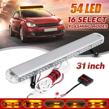 

31'' 12/24V DC Amber 54 LED Truck Car Roof Windshield Emergency Warning Flash Strobe Light Bar 16 Flashing Model Waterproof