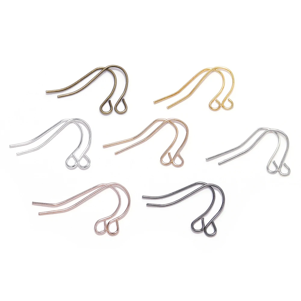 100pcs/lot 21*12mm  Gold Bronze Earring Hooks Findings Ear Hook Earrings Clasps For Jewelry Making DIY Earwire Supplies