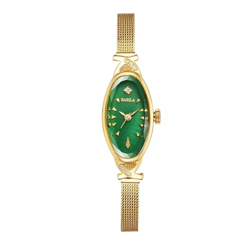 Retro Style Oval fiber small watch luxury inlaid diamond women's watch temperament quartz gold watch