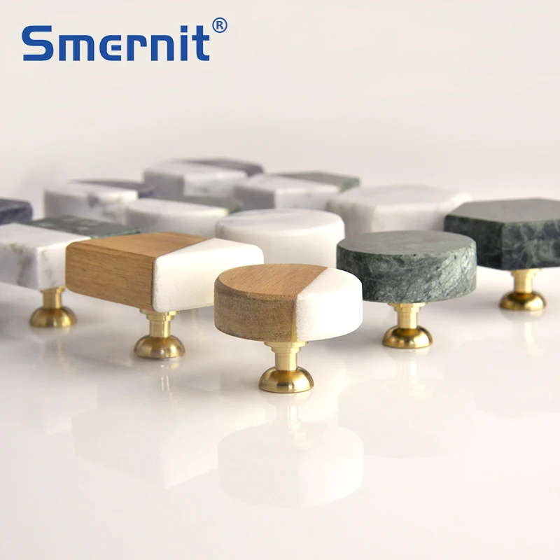 Brass Marble Wood Furniture Handles Stylish Kitchen Cabinet Pulls Knobs Drawer Door Handles and Knobs Decoration