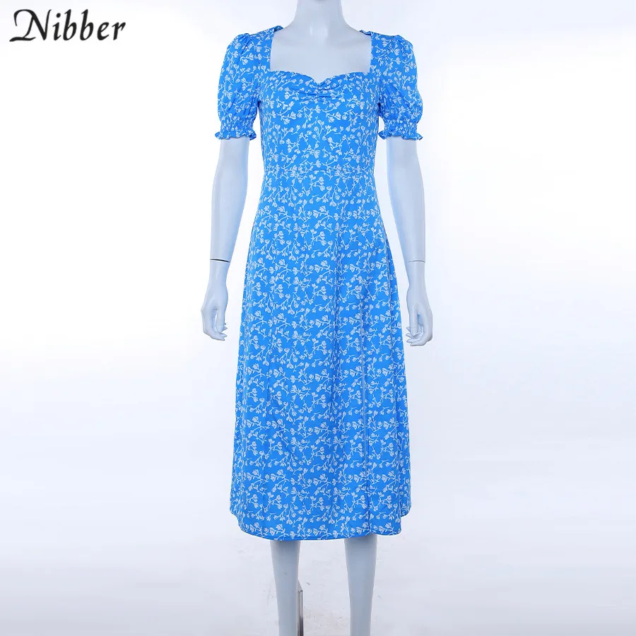 Nibber/летние длинные макси платья для женщин, повседневные, бохо, с цветочным принтом, с глубоким вырезом, свободные платья,, плиссированные, миди, пляжные платья для вечеринок, mujer