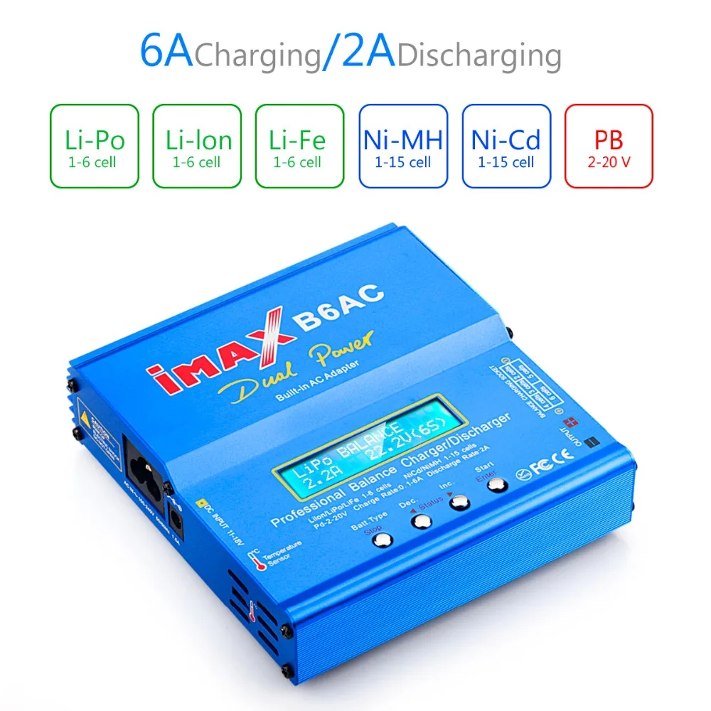 Новый iMAX B6 AC 80 Вт B6AC Lipo NiMH 3S/4S/5S RC зарядное устройство + EU/US разъем питания|Зарядные