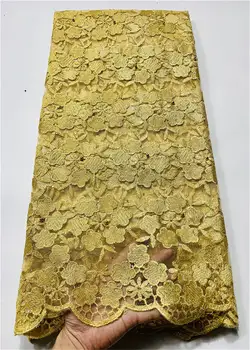 

African Beaded Lace Fabric Embroidered Nigerian Laces Fabric 2020 High Quality Gold color French Tulle Lace Fabric For Women Y&8