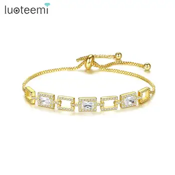 

LUOTEEMI Adjustable Bracelet for Women Men Cuban link Bangles Cubic Zircon Charming Fashion Jewelry Dating Party Christmas Gift