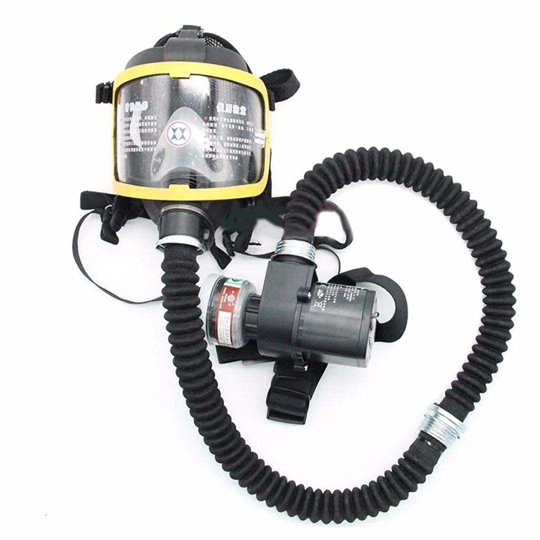 

Electric Supplied Air Fed Full Face Gas Mask Constant Flow Respirator System with Recharger Dust Cover For Paint Spraying