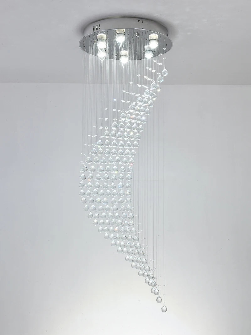 Moon Shaped Spiral Wave Raindrop Crystal Chandelier