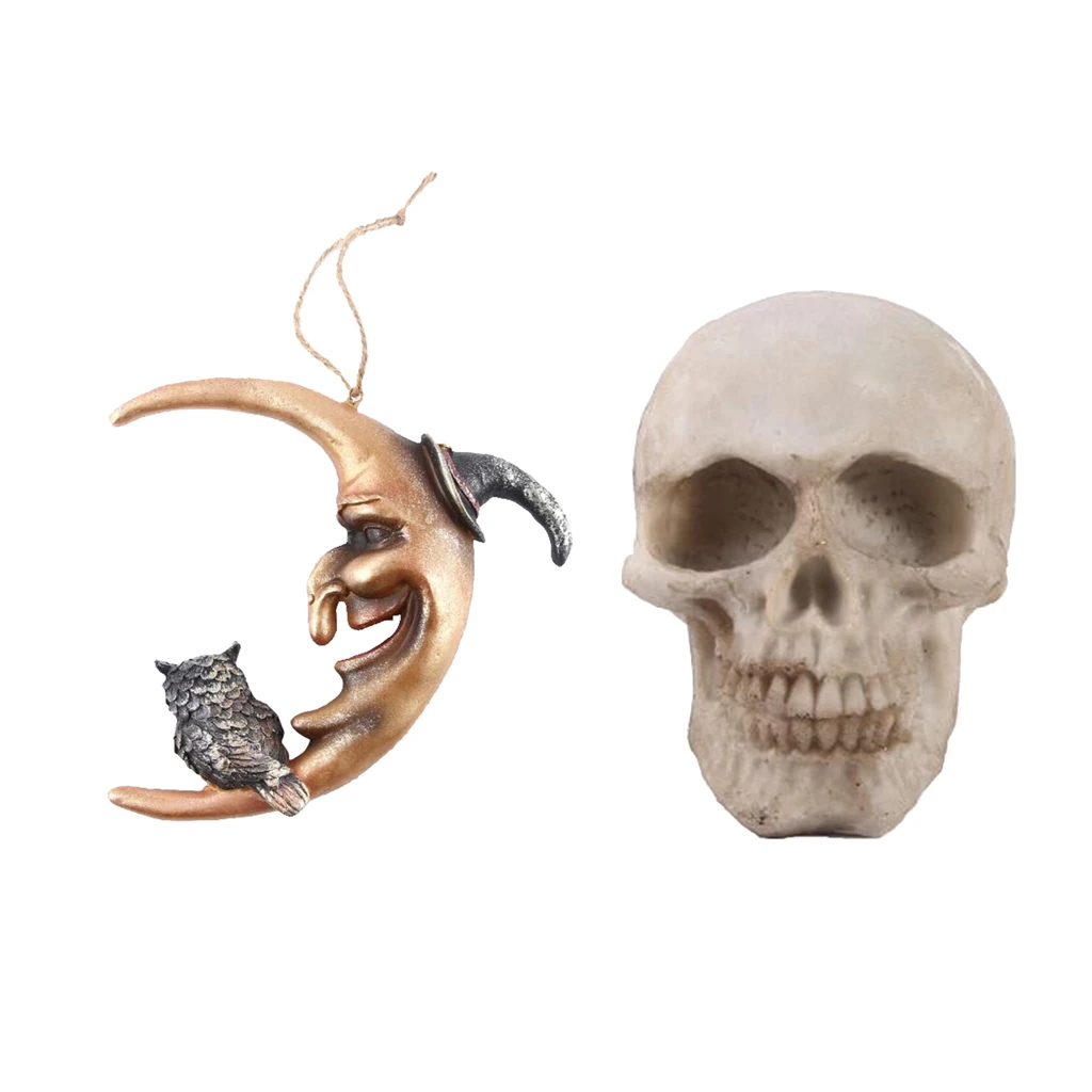 Hanging Resin Terror Moon Skull and1:1Realistic Replica Human | Дом и сад