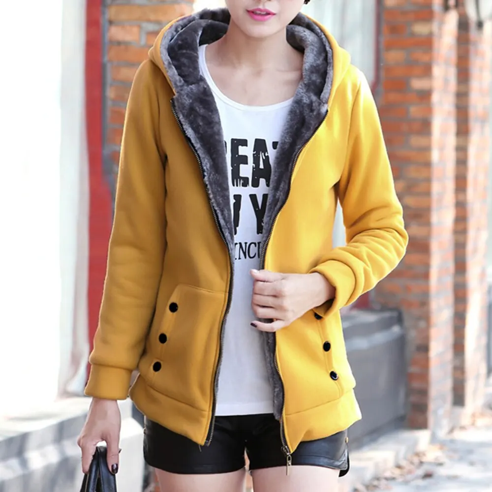 

2019 Autumn Winter Warm Thick Hoodies Fashion Fleece Zipper Women Hooded Sweatshirt Casual Women Clothing Plus Size S-4XL