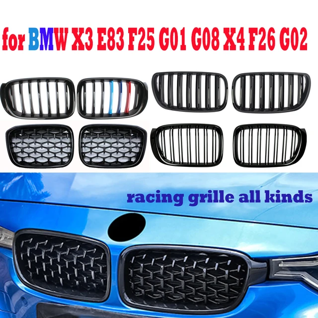 Ein Paar Auto Kühlergrill Racing Grills Diamant Niere Gitter Für BMW X3 X4  F25 F26 2014 2015 2016 2017 chrom Meteor Stil - AliExpress