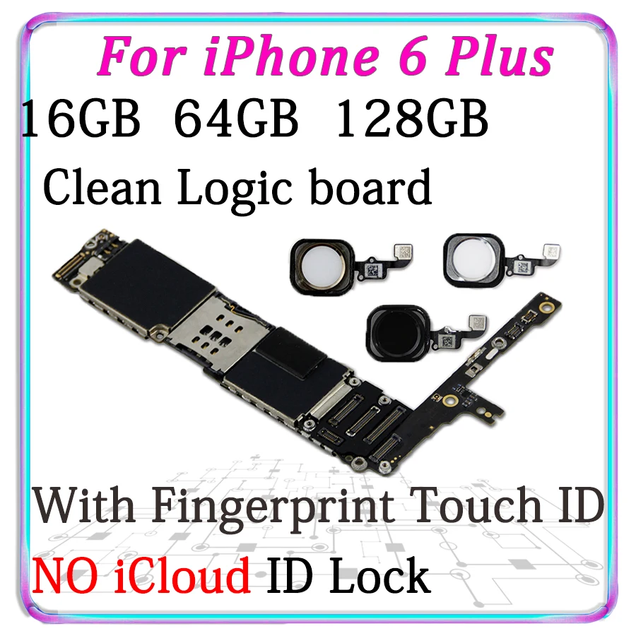 Оригинальная разблокированная материнская плата для iPhone 6 plus с чипами, бесплатный iCloud для iPhone 6P логическая плата с/без Touch ID