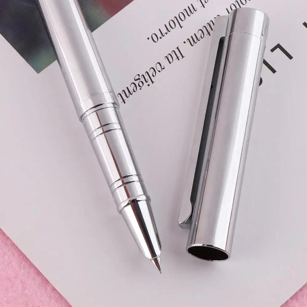 Ручка перьевая Jinhao 126 с тонким капюшоном полностью серебристая|fountain pen|nib fountain
