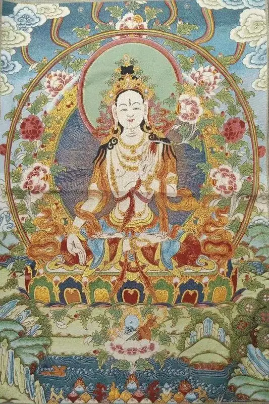36" Tibet Buddhism Silk Cloth White Tara Goddess Thangka Painting Mural 