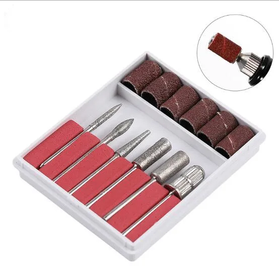 

Manicure grinding head six piece set stainless steel white sand ring set grinding head manicure tool