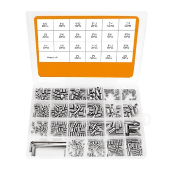 

666Pcs Set Screw Hex Hexagon Socket Head Stainless Steel Headless Set Screw Assortment Kit M2 M3 M4 M5 M6 M8 Grub Screw