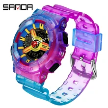 

SANDA New Women Watch Top Brand Luxury Fashion Dual Display Wristwatch Analog Digital Sports Waterproof Clock Relógio Feminino