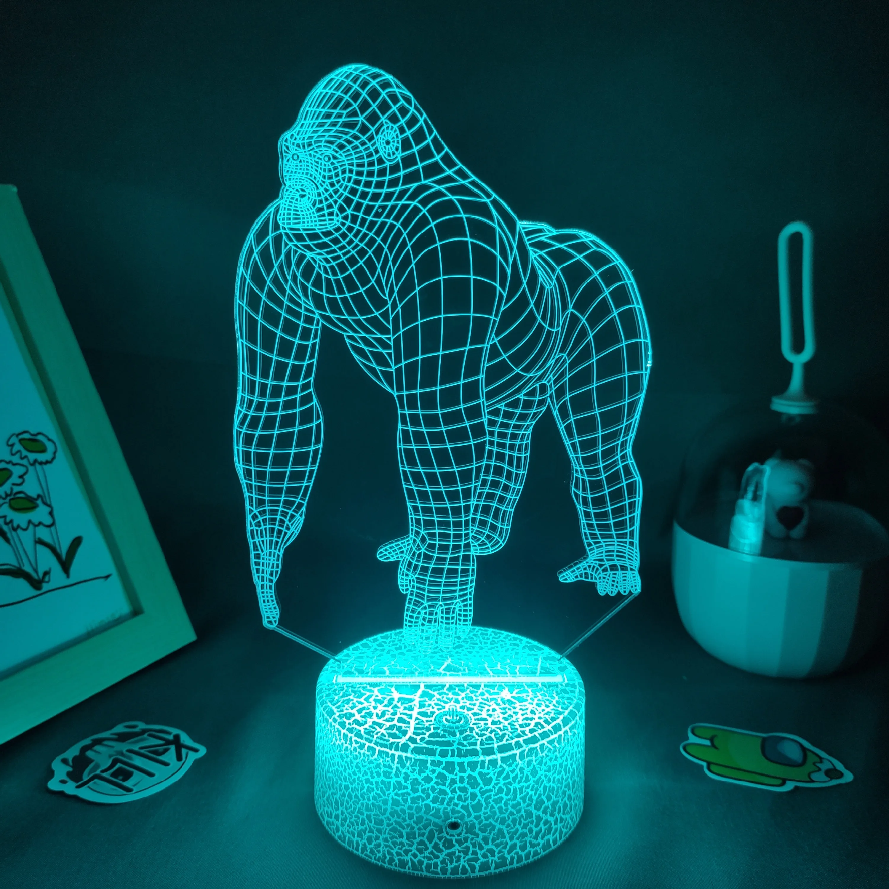 cool night lights American Movie Titan 3D Lamp RGB Led Night Lights Colorful Birthday Gifts For Friends Bedroom Bedside Table Decor Animal Gorilla mushroom night light