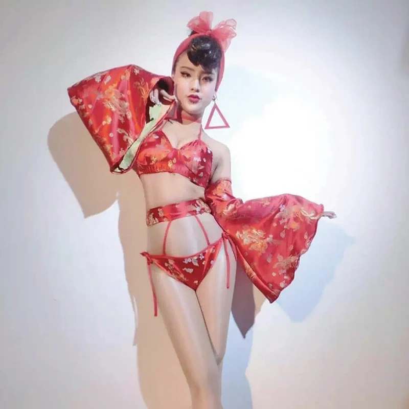 Chinese Style Bikini GOGO Dance Costume Women Party Cotume Sexy Beautiful Stage Dress Performance Clothes VDB2001 | Тематическая