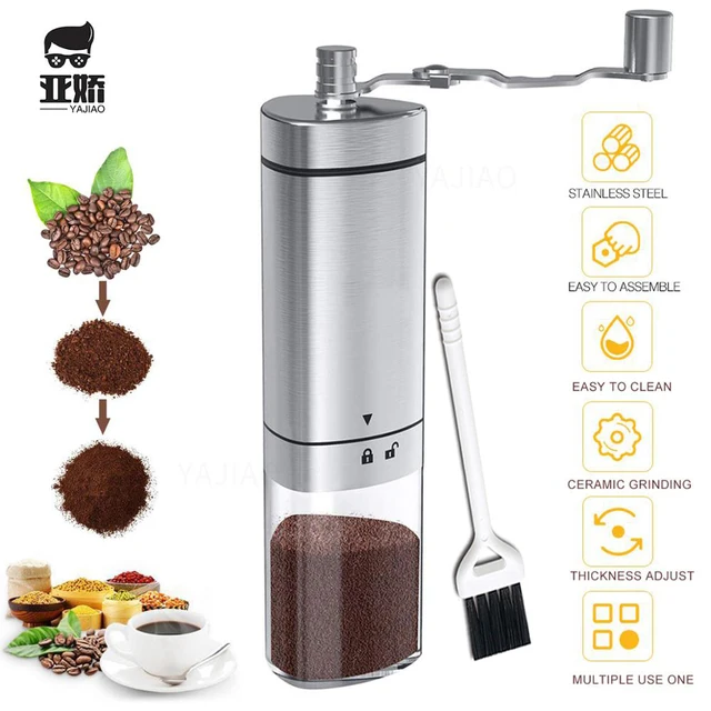 $US $14.60 YAJIAO Portable Manual Coffee Grinder Transparent Stainless Steel Hand Crank Coffee Machine for Tra
