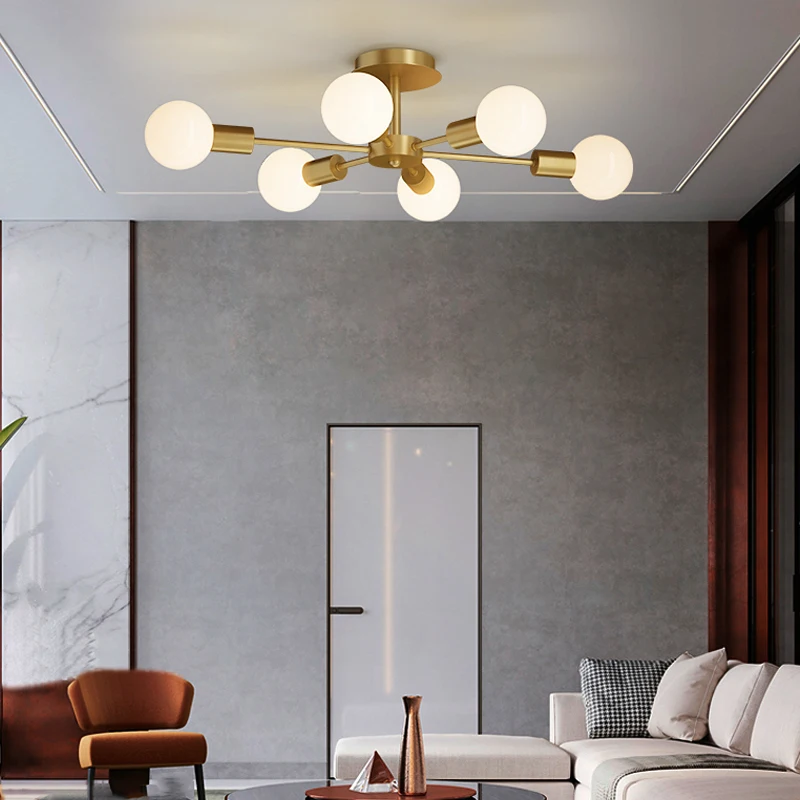 Nordic LED Chandelier For Living Room Dining Kitchen Gold Modern Ball Ceiling Hanging Lamp In The Hall Loft Home Light Fixture | Лампы и