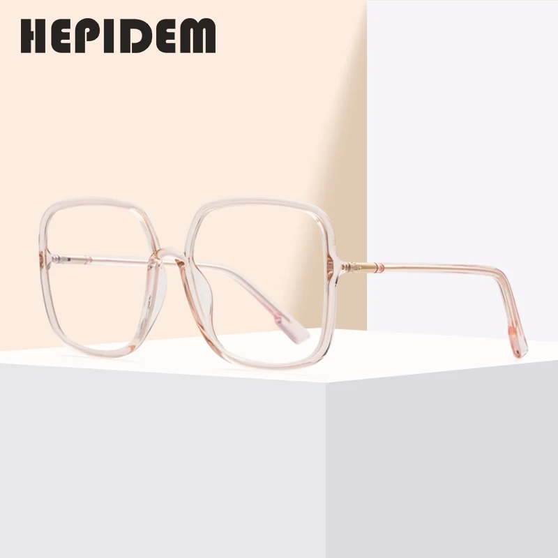 

HEPIDEM 2020 New Acetate Square Glasses Frame for Women Clear Big Oversize Eyeglasses Men Eyewear Transparent Spectacles 9150