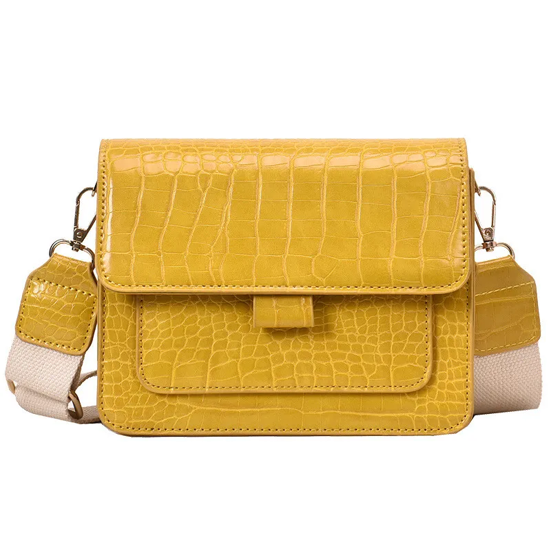 

Alligator Pattern PU Leather Shoulder Bag for Women 2019 Varnish Leather Crossbody Bags with Wide Strap Mini Ladies Handbag