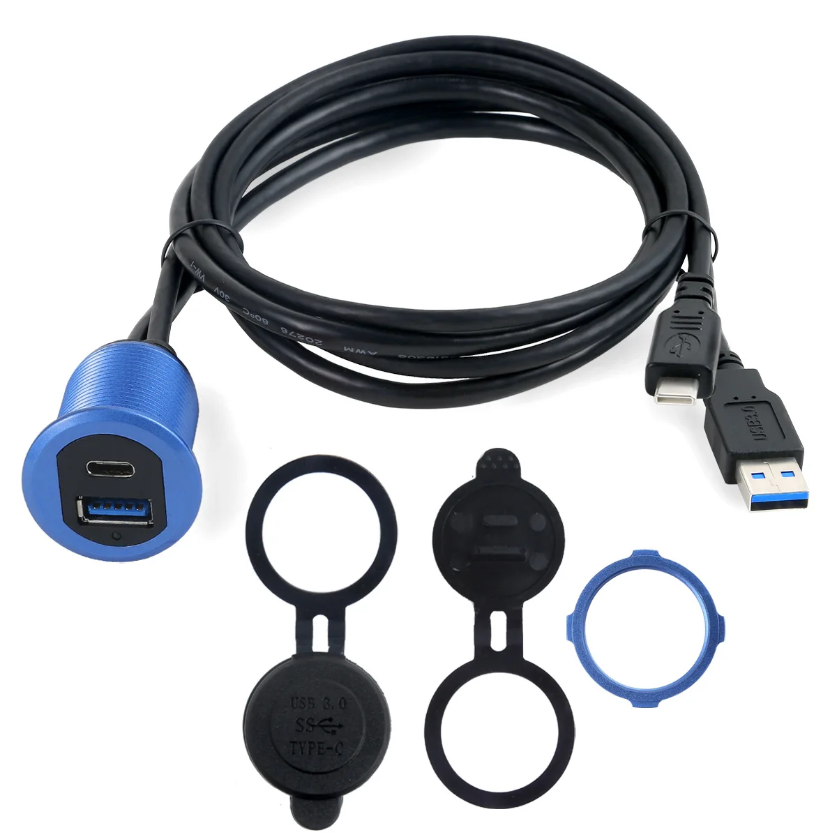 Светодиодный светильник type C 2,0 и USB 3,0 со штыревыми соединителями для подключения к автомобильному креплению, водонепроницаемый удлинитель для автомобиля, грузовика, лодки, мотоцикла, Das