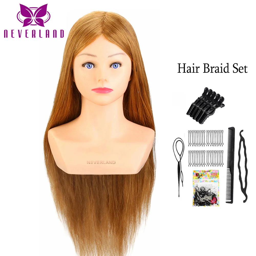 24''80 Real Hair Hairdressing Training Head Hairstyle Doll With