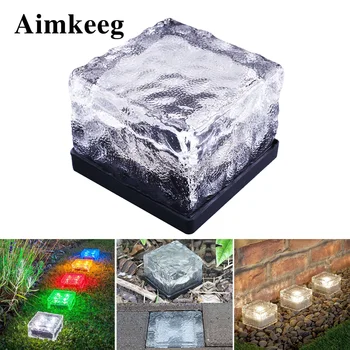 

Waterproof Solar Power LED Ground Crystal Glass Ice Brick Shape Solar Path Underground Buried Brick Light Path Road Yard Light