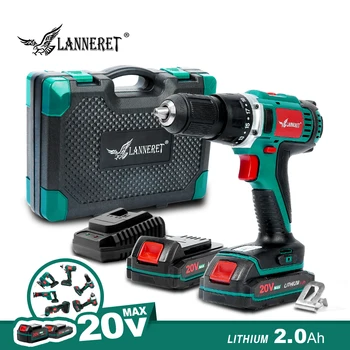 

LANNERET 20V Cordless Drill Lithium Battery DIY Power Driver Variable Speed Electric Screwdrive with LED Light