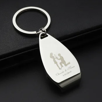 

Pack of 100 Personalised Metal Keyring Keychain Beer Bottle Openers Personalized Wedding Favor Engraved Key Ring Gifts for Guest