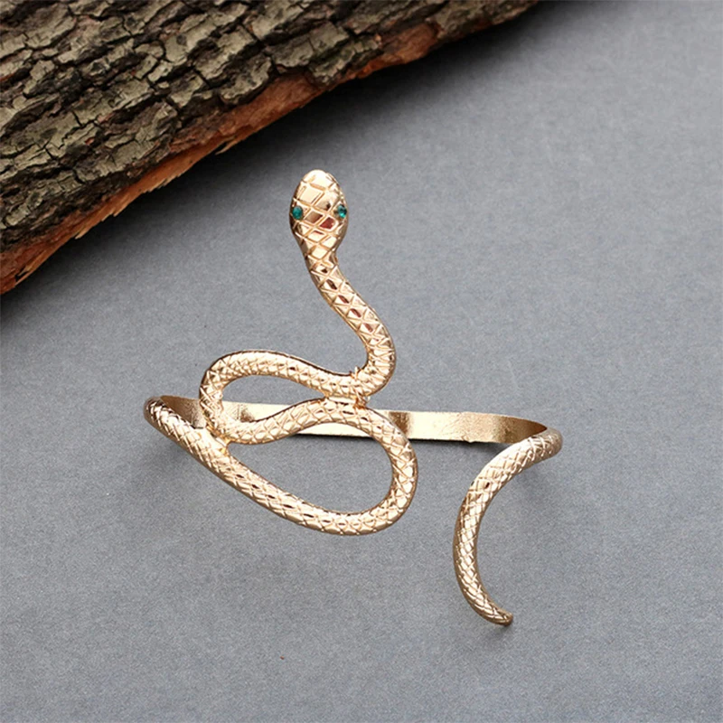 Vintage Big Statement Punk Fashion Snake Spiral Upper Arm Cuff Armlet Armband Bangle Bracelet Men Jewelry For Women Bracelets | Украшения и