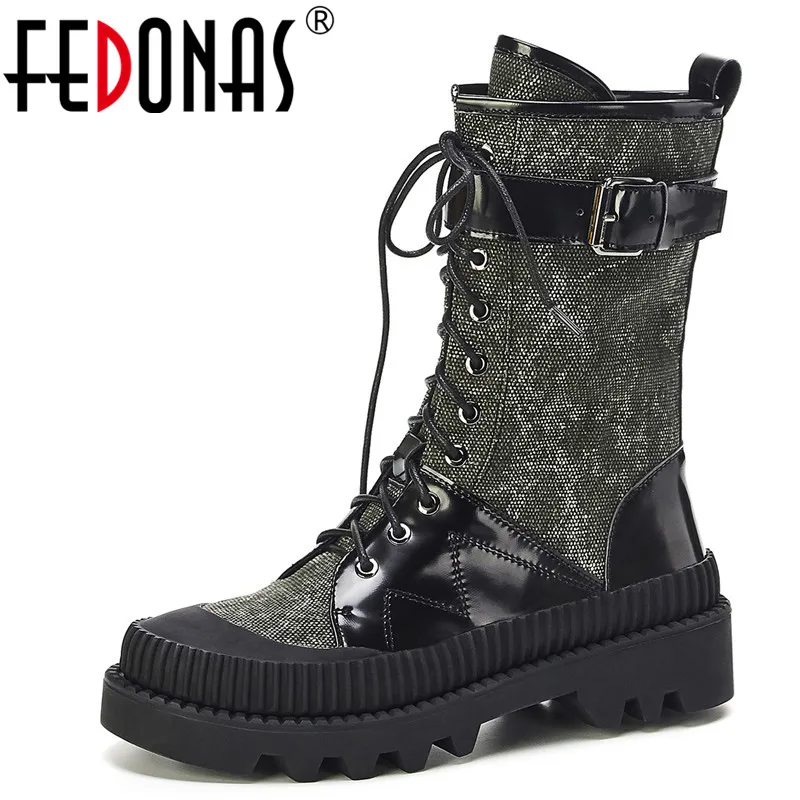 

FEDONAS New Patchwork Women Ankle Boots Basic Boots Genuine Leather Punk Chelsea Short Boots Winter Dancing Party Shoes Woman