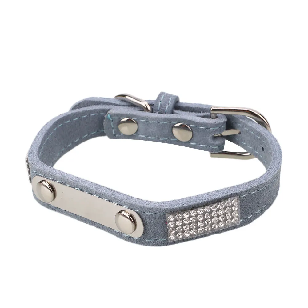 

Dog Collar Blue Plate Personalized Rhinestone PU
