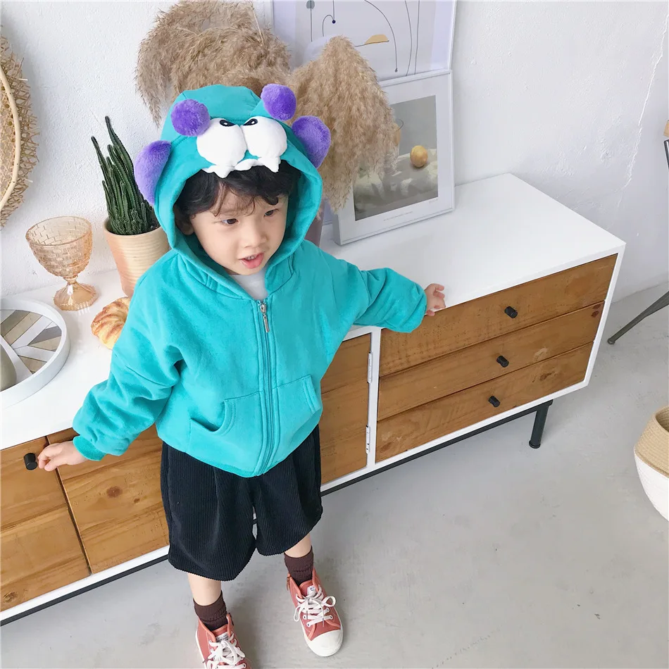 Tonytaobaby/Новинка зимы; детская одежда для мальчиков и девочек; Цвет зеленый; плюшевое пальто на молнии с капюшоном