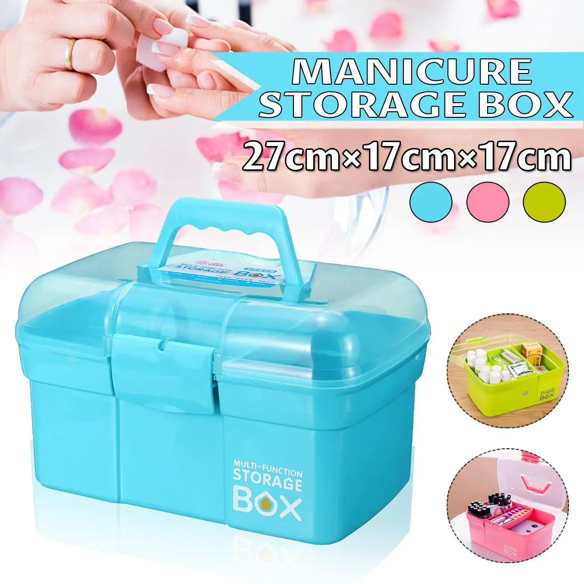 

Hand-held Desktop Storage Box Nail Storage Box Plastic Scissors Makeup Storage Boxes Nail Polish Pen Brushes Desktop Container