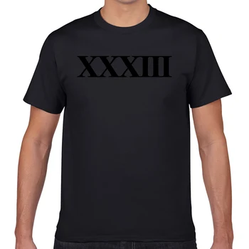 

Tops T Shirt Men roman numeral 33 O-Neck Vintage Geek Print Male Tshirt XXXL