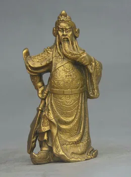 

Chinese FengShui Brass Copper Dragon Warrior GuanGong GuanYu God Statue Figurine