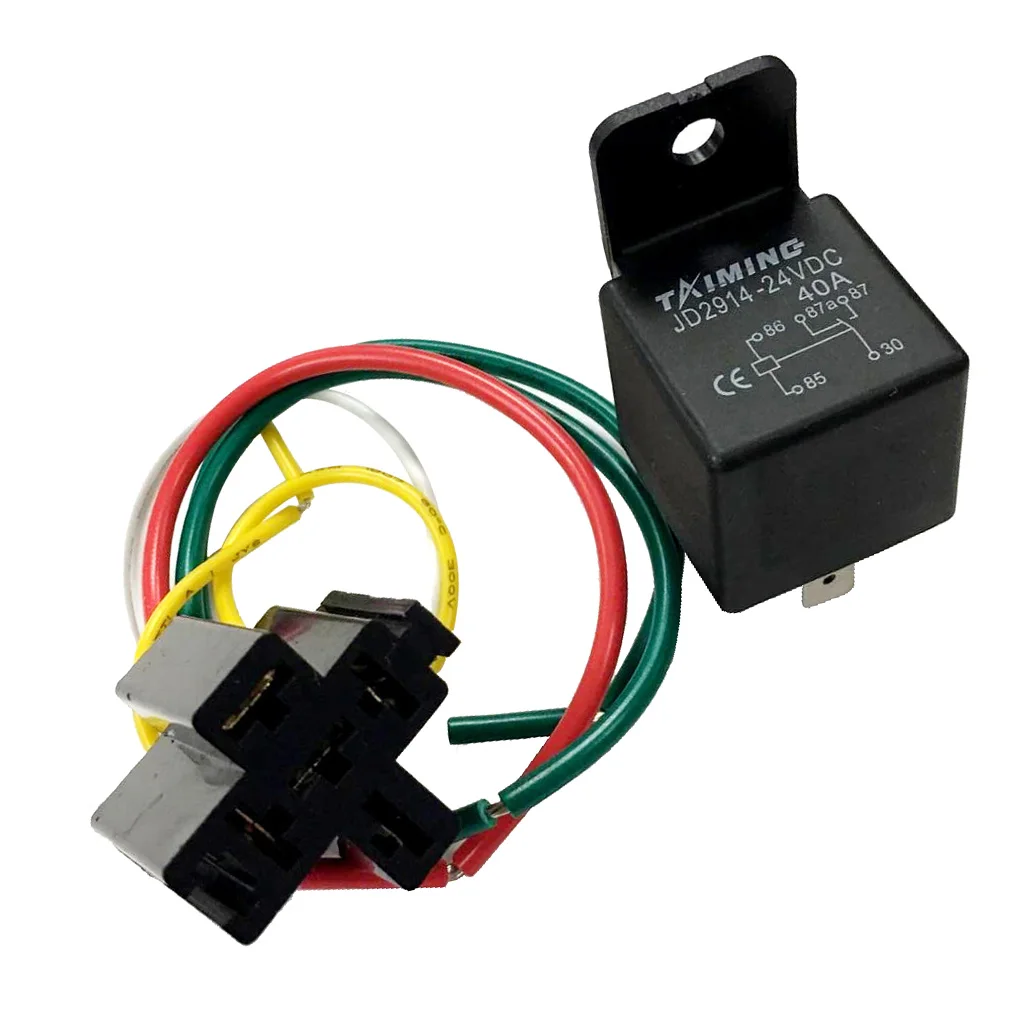 40A 24V Heavy Duty 5 Pin SPDT Relay With Prewired Base Socket Holder For Automotive Car