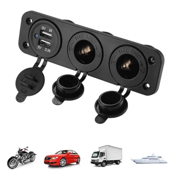 

Multi-Function 12V Car Dual usb charger Auto Boat Cigarette Lighter Socket Double USB Port Charger Mount Panel