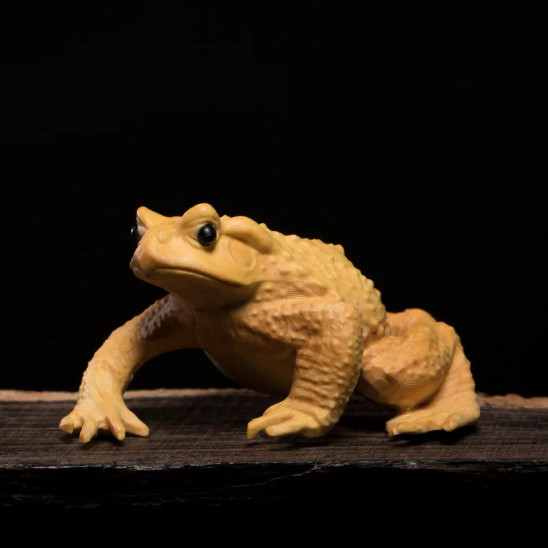 

Tea Pets Lobular Wood Carving Decoration Creative Animal Sculpture Crafts Lucky Toad Collection Animal Statue