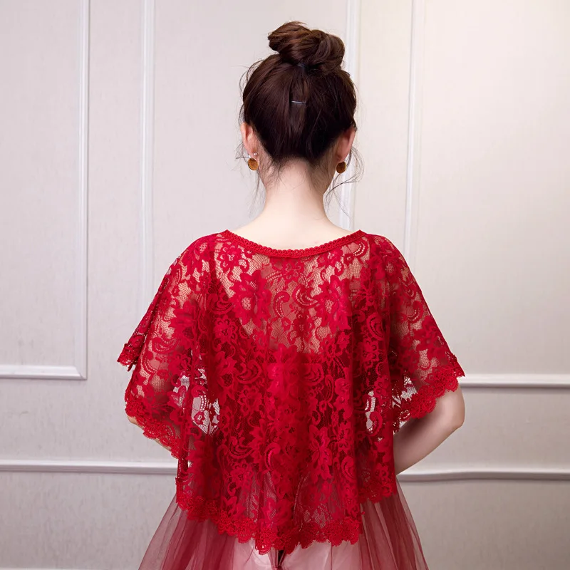 Pink Champagne Blue Red Wedding Cape Bolero Femme Appliqued Lace Bolero For Wedding Dress Black Bridal Bolero White Cape