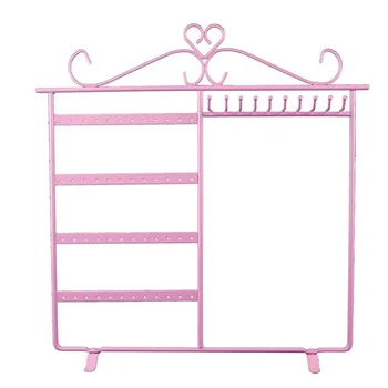

48 Hole Display Home Storage DIY Ornament Desk Showcase Free Standing Necklace Earrings Metal Jewelry Rack