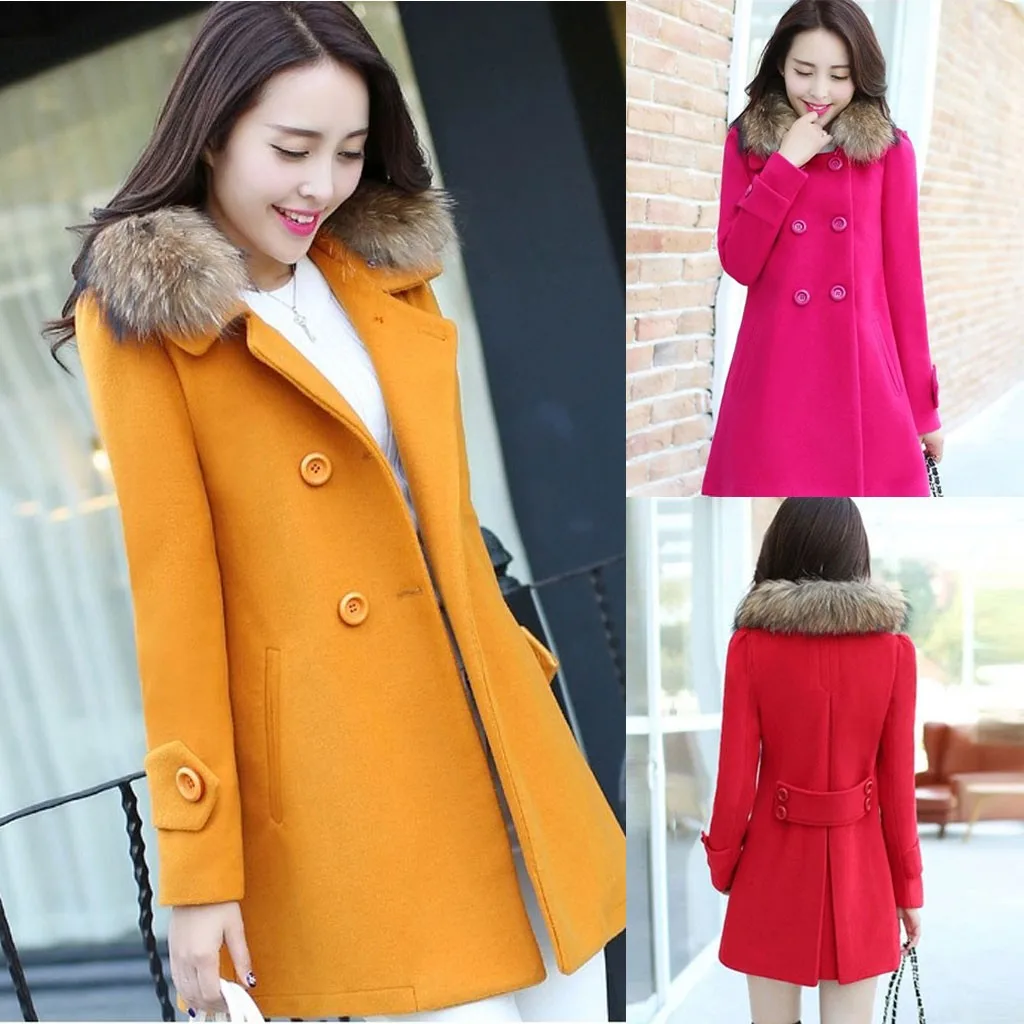 Женская Повседневная приталенная куртка средней длины, зимнее шерстяное плотное пальто, женская куртка, лучший подарок, теплая зимняя прямая