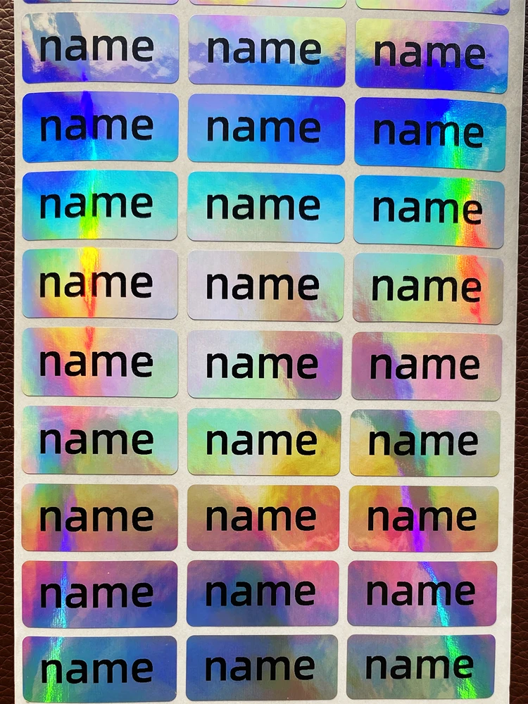 Holographic Name Sticker Silver Laser Personalized Tag Stickers